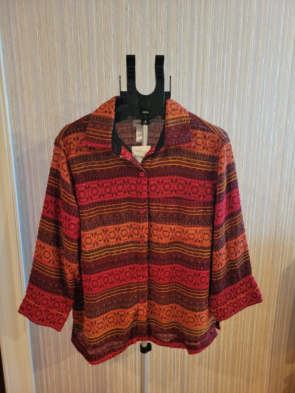Coldwater Creek Crinkle Lined Jacket in Rust, Burgundy & Mustard NWT L 14-16.